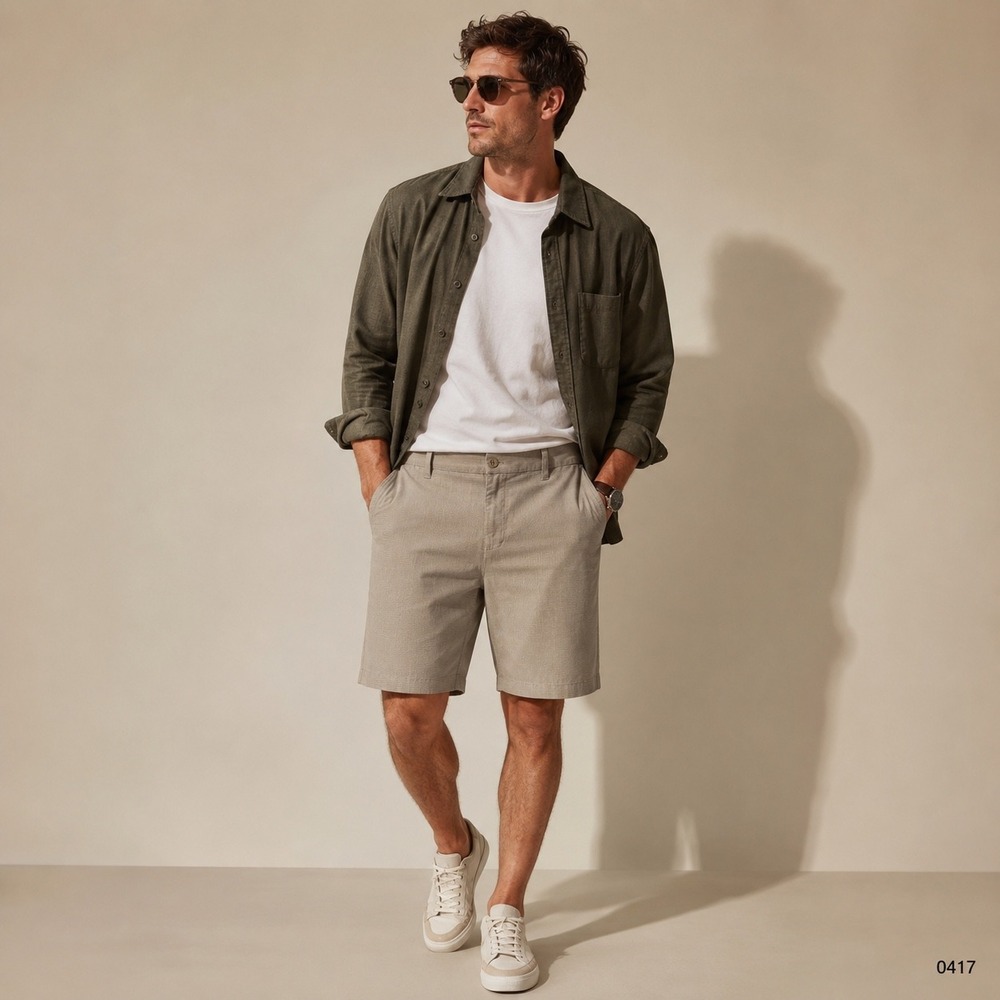 Hang Ten Mens Hybrid Shorts Tan Micro Stripe Stretch Quick Dry Size 30 0417